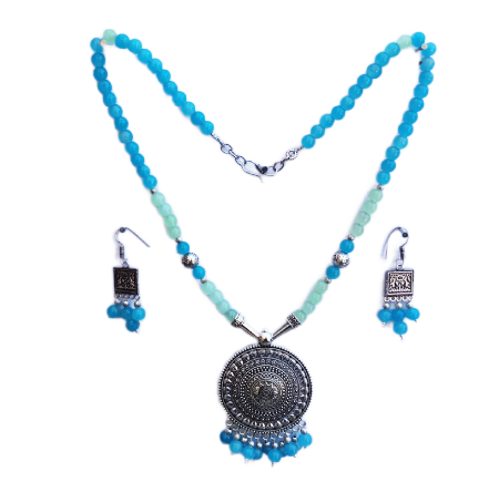 Turquoise & Green Pendant Set