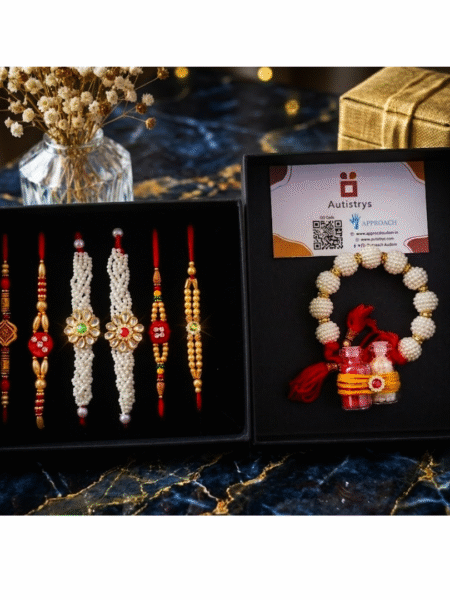 Premium Family Rakhi Gift Hamper | 5 Designer Rakhis & Lumba Rakhi | Autistrys