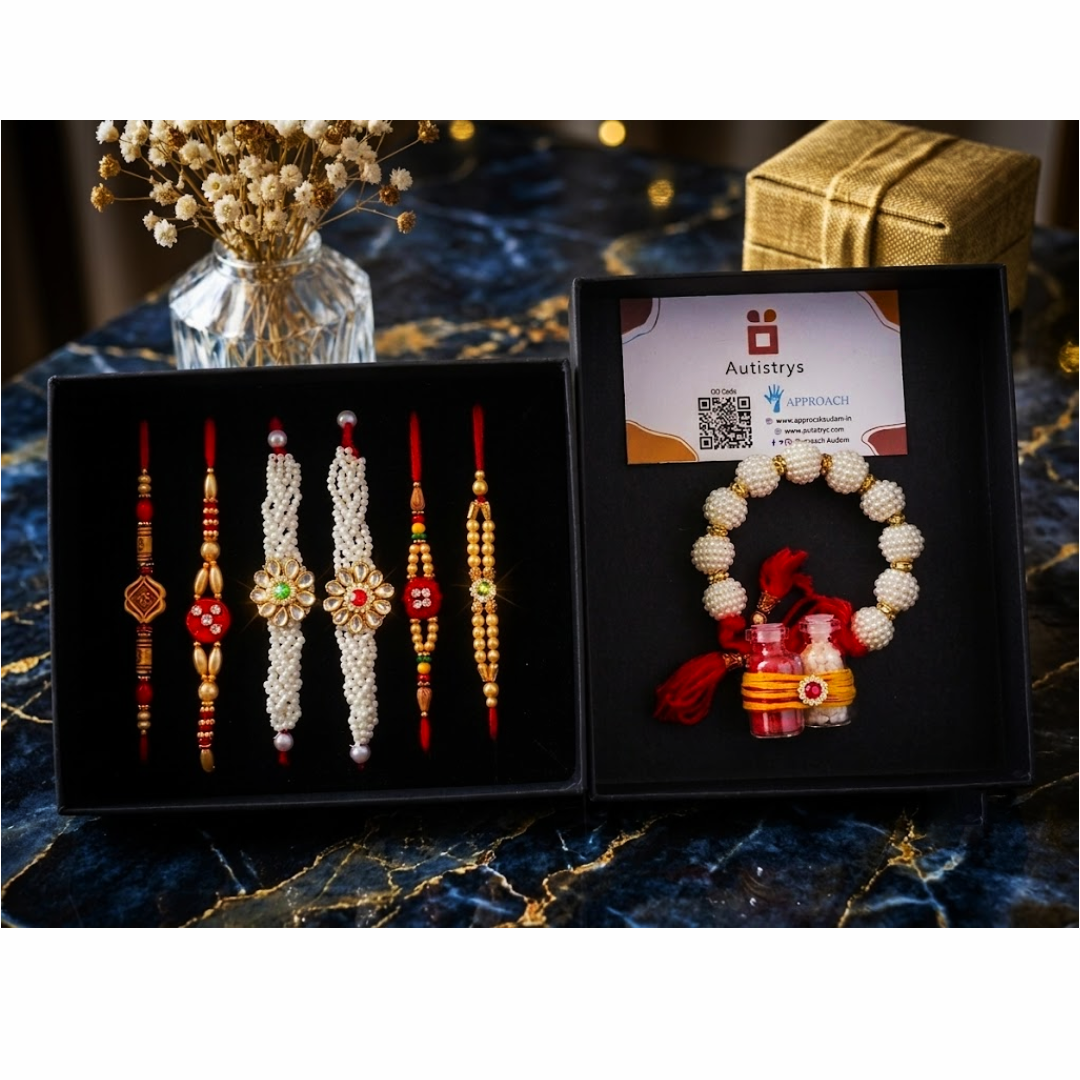 Premium Family Rakhi Gift Hamper | 5 Designer Rakhis & Lumba Rakhi | Autistrys