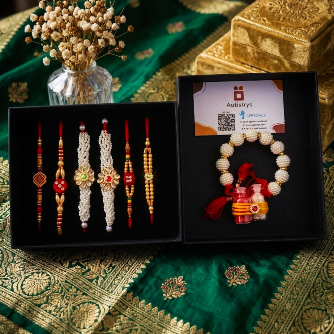 Premium Family Rakhi Gift Hamper | 5 Designer Rakhis & Lumba Rakhi | Autistrys - Image 2