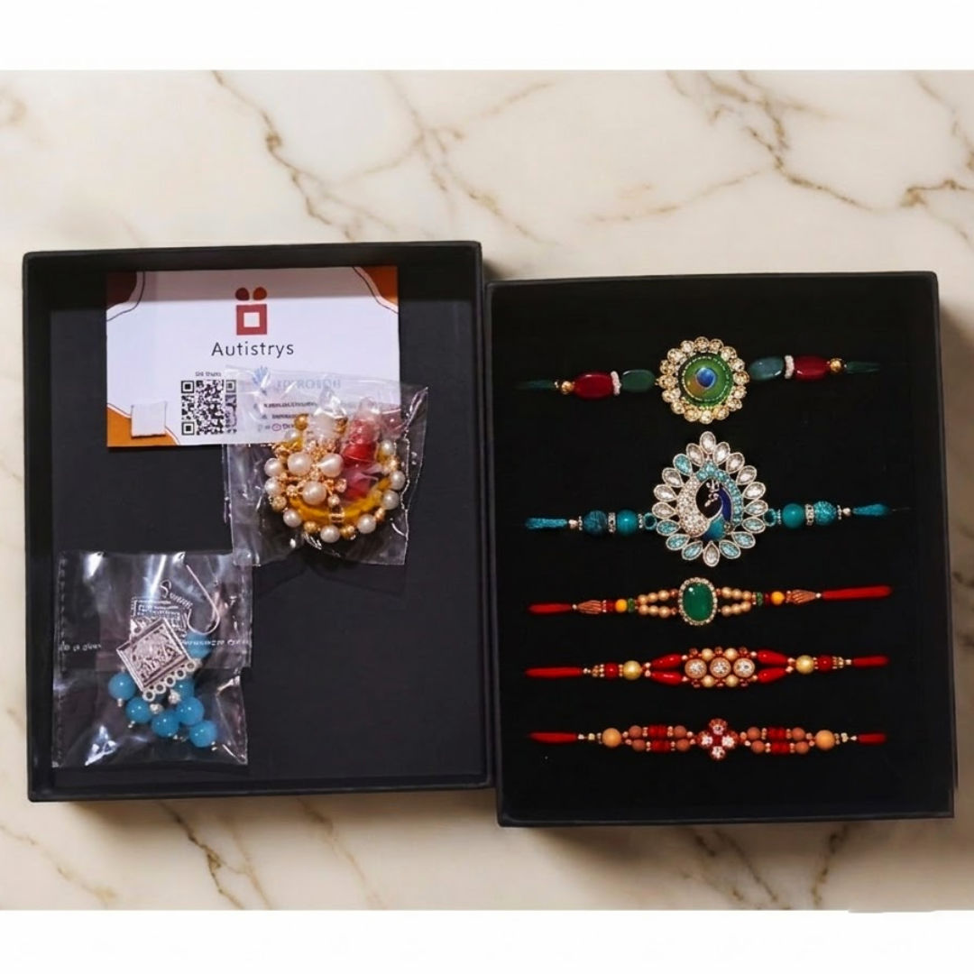 Premium Rakhi & Jewellery Gift Hamper | Designer Rakhi Set | Autistrys